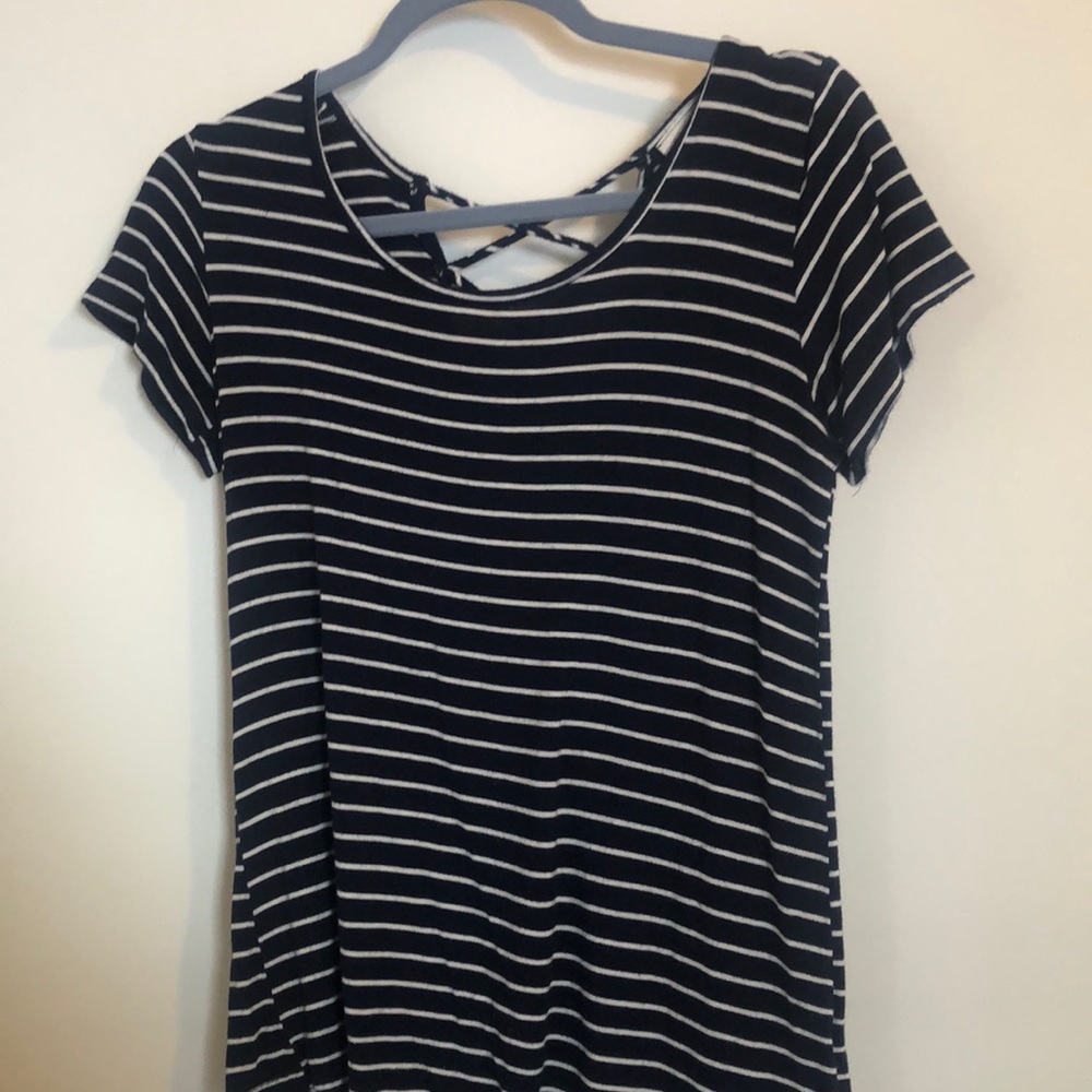Navy blue striped shirt